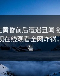 圈内人在黄昏前后遭遇丑闻 欲言又止，蘑菇影视在线观看全网炸锅，详情查看