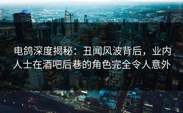 电鸽深度揭秘：丑闻风波背后，业内人士在酒吧后巷的角色完全令人意外