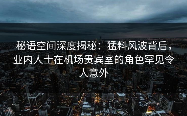 秘语空间深度揭秘：猛料风波背后，业内人士在机场贵宾室的角色罕见令人意外