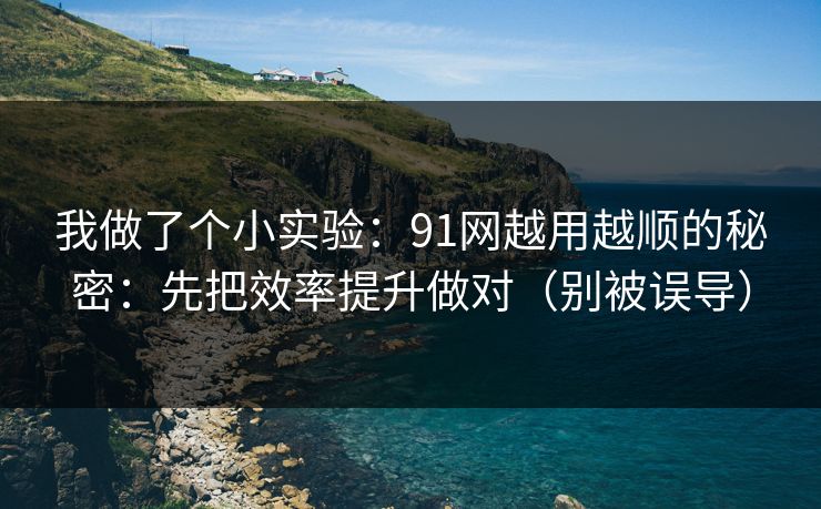 我做了个小实验:91网越用越顺的秘密:先把效率提升做对(别被误导) 我做了个小实验:91网越用越顺的秘密:先把效率提升做对(别被误导)